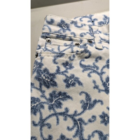 Vintage Ralph Lauren Jeans Co LRL Petite 6 Ankle Floral Jeans Blue White Zip Up - Picture 8 of 9